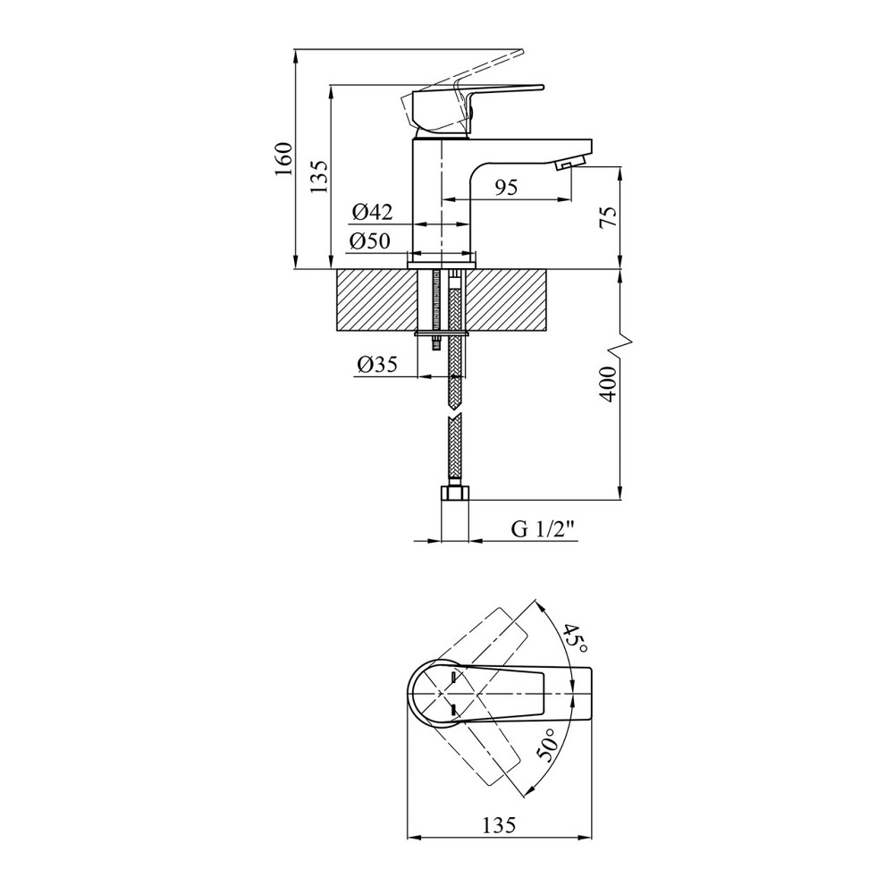 Змішувач для раковини Kroner KRP Brocken - C010 Київ - фото 2