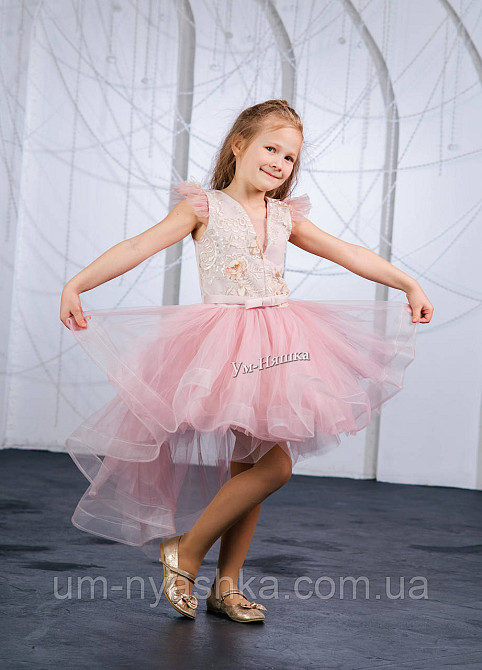 Детское нарядное платье удлиненное сзади пудровое 116-134 Кривой Рог - изображение 11