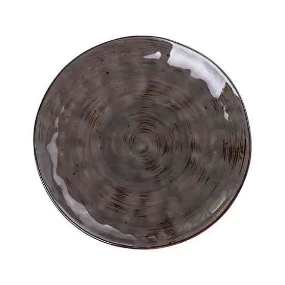 Круглая фарфоровая сервировочная тарелка 22 см коричневая Киев