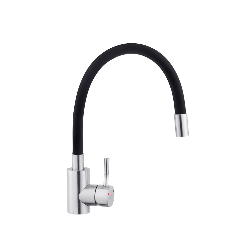 Змішувач для кухні з гнучким виливом Kroner KRP Edelstahl Klassisch - ESG035BLK сатин/чорний Київ - фото 1