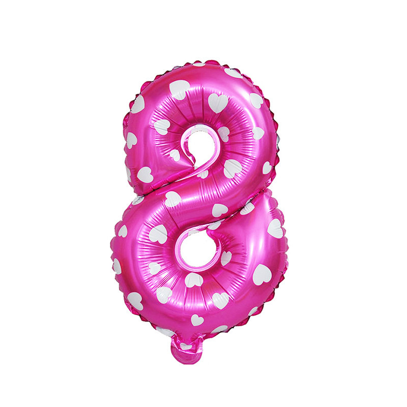 Шарик цифра 8 фольгированная с сердечками 32 дюйма розовый Киев - изображение 2