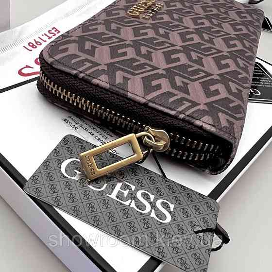 Женский кошелек на молнии Guess (7594) коричневый Киев