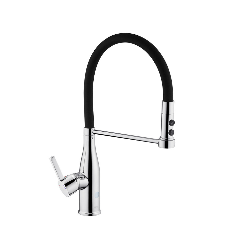Змішувач для кухні з гнучким виливом Kroner KRP Ersel - C03111BLK хром/чорний Київ - фото 4