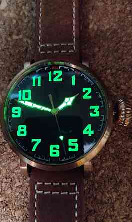 Часы из бронзы Pilot Tandorio 47мм хомаж Zenith бронзовые часы CUSN8. Киев