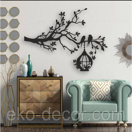 Декоративное настенное Панно «Птичка» Декор на стену 110*83 см, Черный Киев - изображение 2