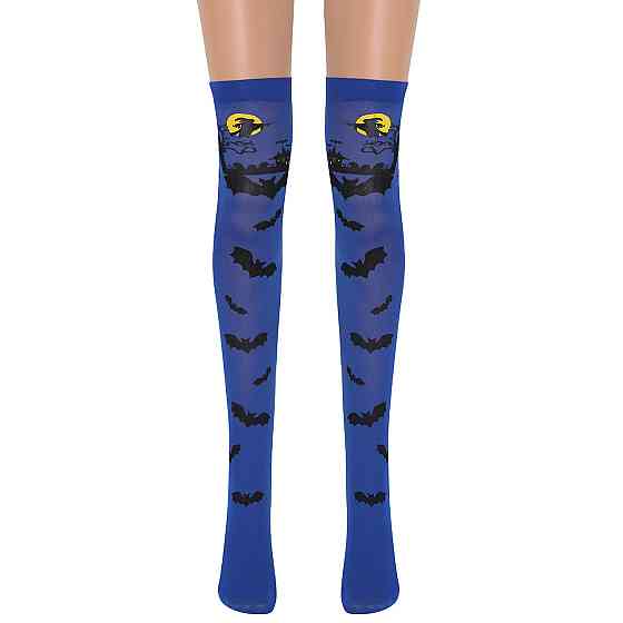 Чулки для Хэллоуина Летучие мыши one size сине-черный Киев