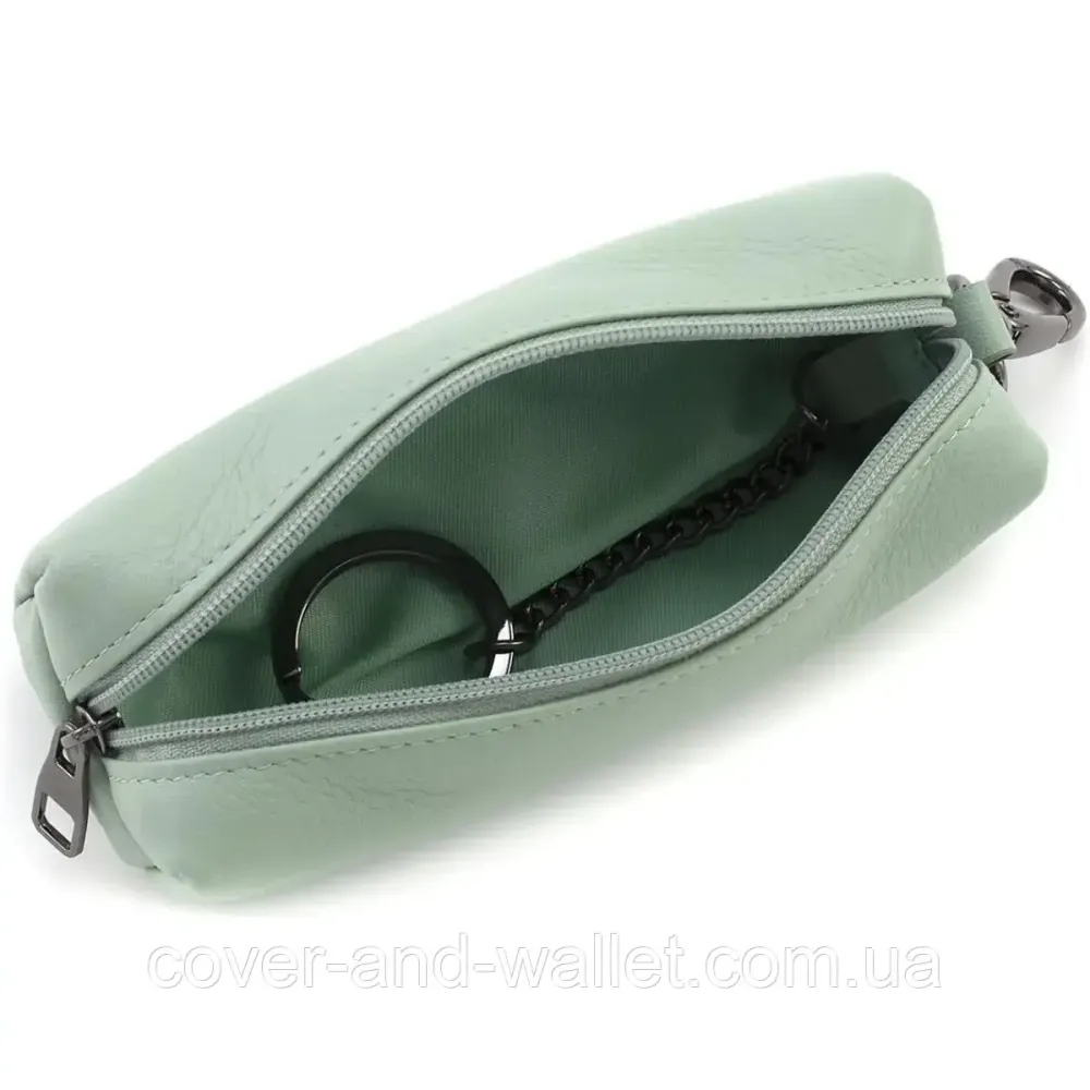 Елітна жіноча ключниця м'ятного кольору на блискавці Marco Coverna W005 Light Green Київ - фото 2