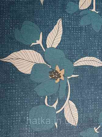 Шпалери вінілові Lutece Melody 51196701 квіти синє листя біле на темно-синьому в крапку тлі Київ