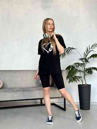 Жіночий комплект з футболкою та велосипедками рубчик Dynamic Київ