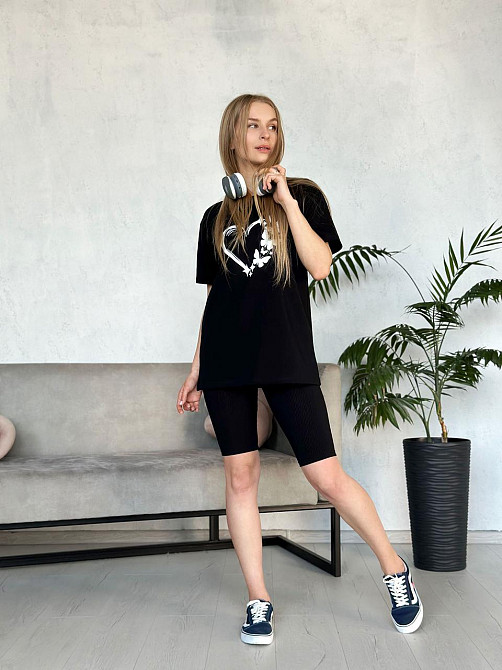 Жіночий комплект з футболкою та велосипедками рубчик Dynamic Київ - фото 4