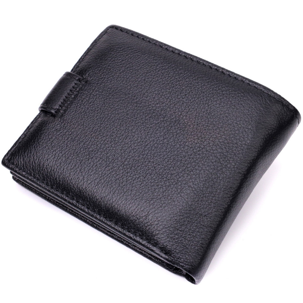 Чоловіче шкіряне портмоне з блоком для карток чорне (ST Leather) Київ - фото 18