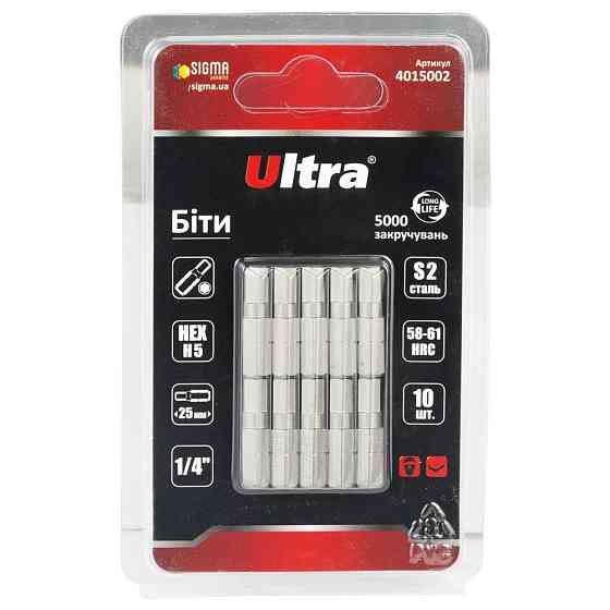 Біти HEX 5×25мм 1⁄4" 10 шт S2 (блістер) ULTRA (4015002) Київ
