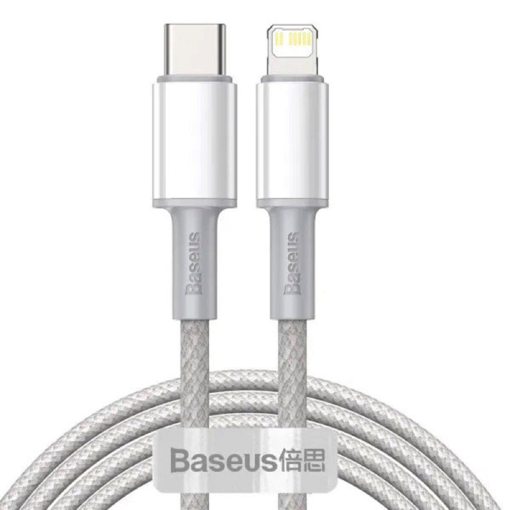 Кабель Type-C - Lightning Baseus High Density Braided для швидкого заряджання та передачі даних PD 20W 2m колір білий CATLGD-A02 Одеса - фото 1