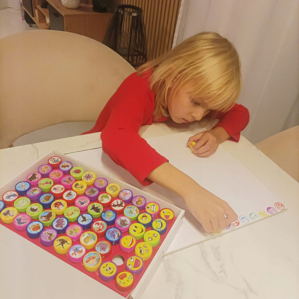 Набор штампов 60 шт / 6 цветов с разными дизайнами для детей Kruzzel (22388) Нововолынск - изображение 8