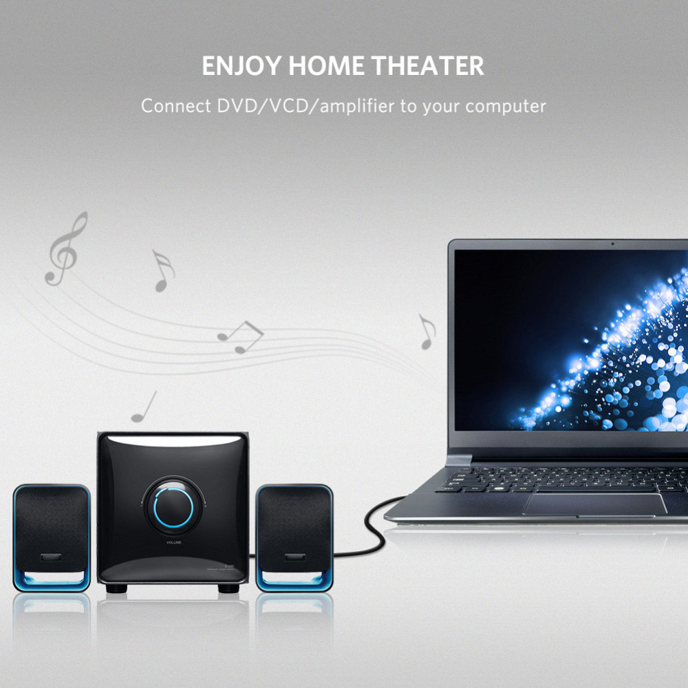 Аудиокабель UGREEN AV116 3.5mm Male to 2RCA Male Cable 5m Black Киев - изображение 7