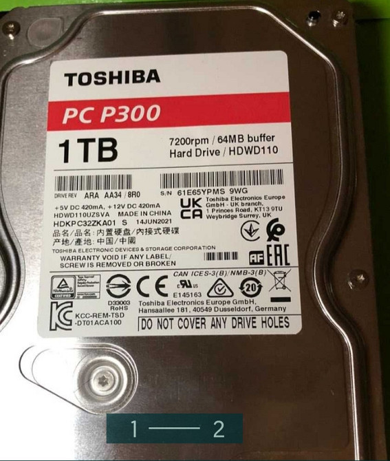 Жёсткий Диск HARD DRIVE TOSHIBA 1TB Киев - изображение 1