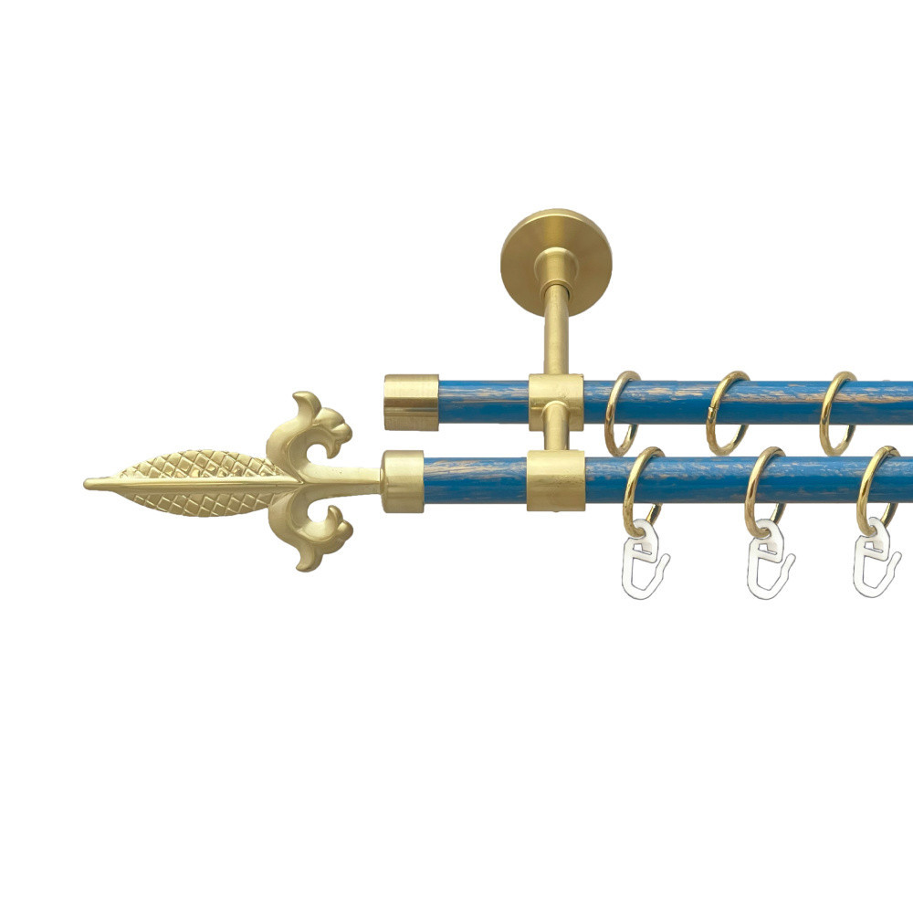 Карниз Orvit Генуя металевий дворядний закритий гладка труба кільце металеве Золото Матове - Блакить 16\16 мм 240 см (00-00025034) Львів - фото 1