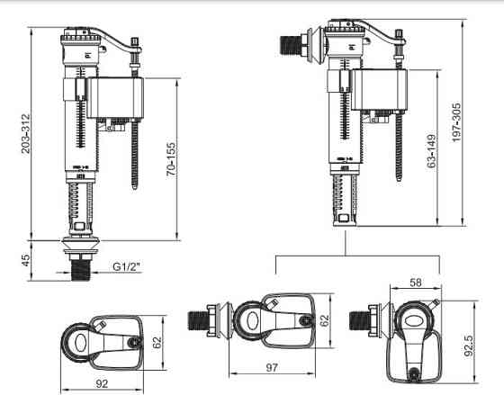 Комплект арматури Koer KT-0301-1/2"    ( KR5058 ) 21835 Харків