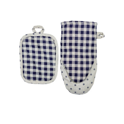 Кухонная прихватка Прованс Набор рукавица 29х15 и прихватка 15х20 Синяя клетка Синяя клетка (035696) Винница - изображение 1