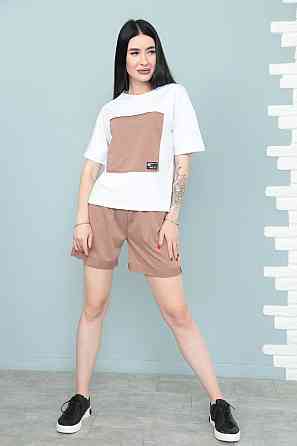 Двокольоровий костюм з шортами "Numb" оптом | Норма | Розпродаж моделі Капучіно, 42-44 Київ