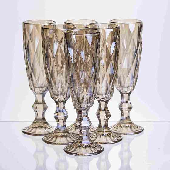 Набір келихів для шампанського Citrine 6 штук по 180 мл HP-19-280 прозорий келих для напоїв ігристих вин легких коктейлів Коломия