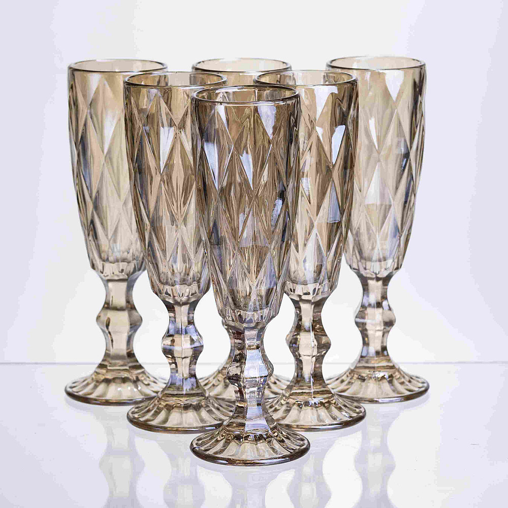 Набір келихів для шампанського Citrine 6 штук по 180 мл HP-19-280 прозорий келих для напоїв ігристих вин легких коктейлів Коломия - фото 1