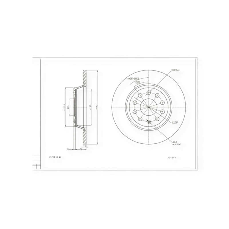 Диск Volken Passat B6, CC, B7 задній (282mmx12mm) гальмівний Мукачево - фото 1