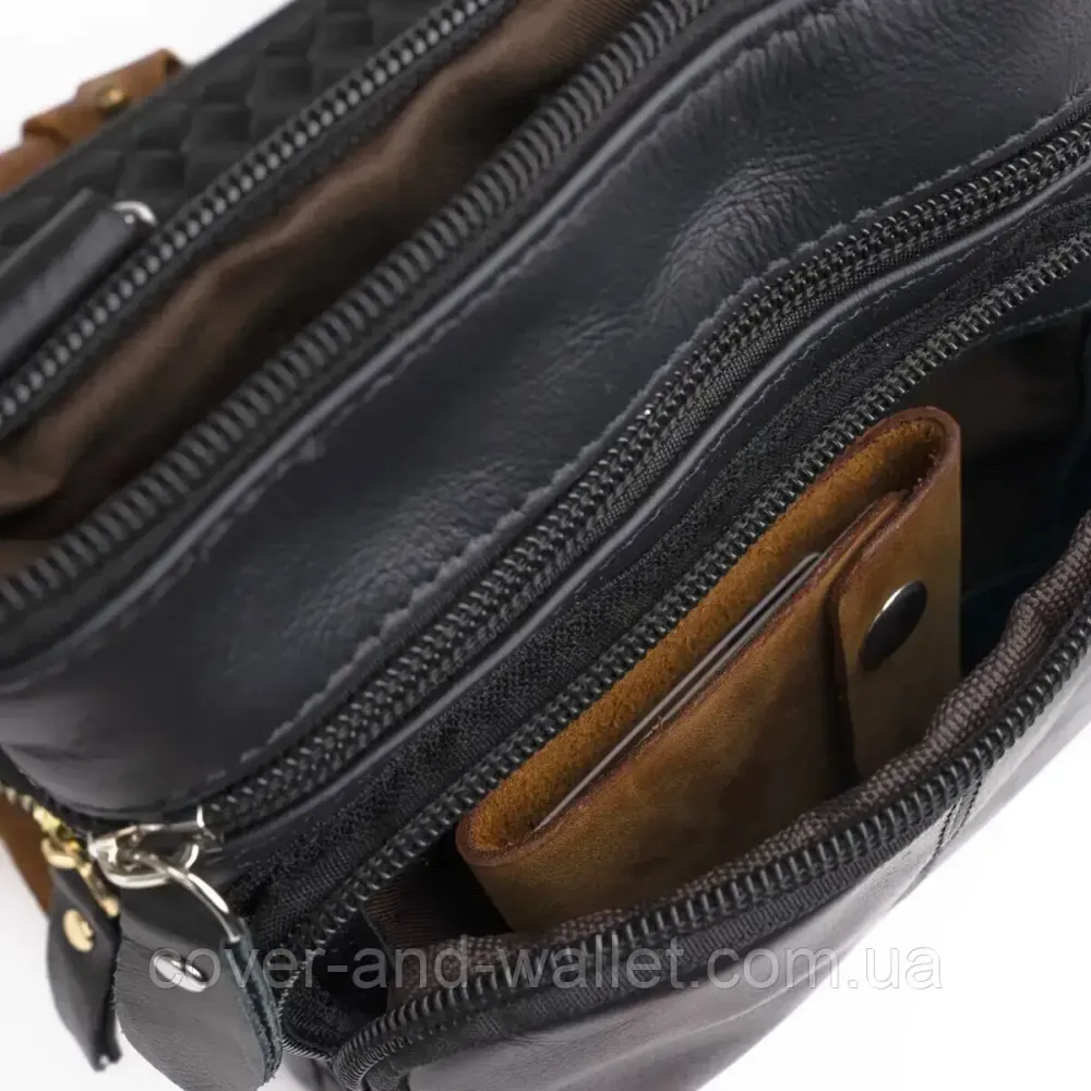 Маленька вертикальна чоловіча сумка з натуральної шкіри PS Leather Київ - фото 6