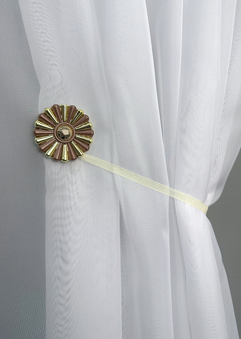 Магниты для штор и гардин Хризантема набор 2 шт Коричневый с золотистым (81-297) Киев - изображение 4