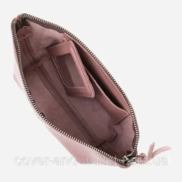 Стильна жіноча шкіряна косметичка пудрового кольору Grande Pelle Київ - фото 4