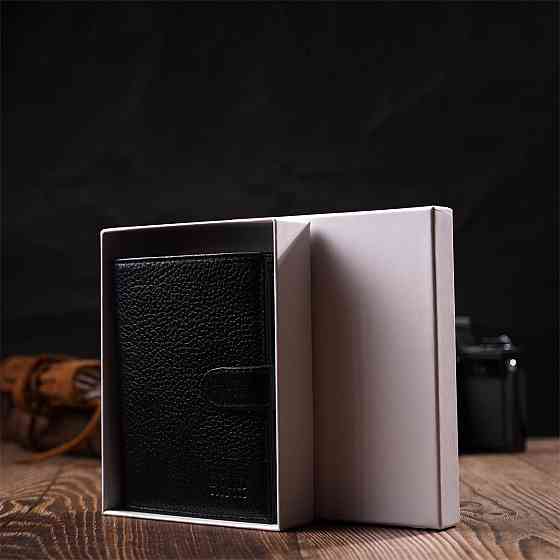 Портмоне для чоловіків з натуральної зернистої шкіри Чорний (BOND) Київ