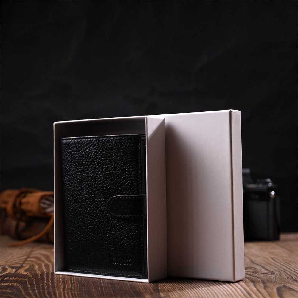 Портмоне для чоловіків з натуральної зернистої шкіри Чорний (BOND) Київ - фото 4