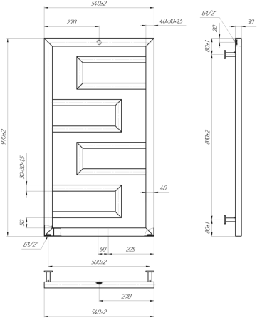 Водяной полотенцесушитель Mario INOX Талия 970х540/500/50 Киев