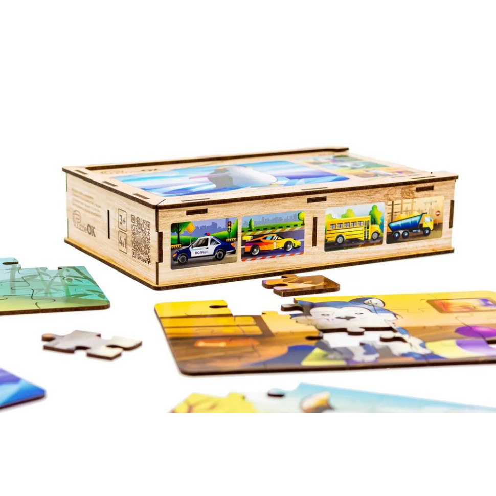 Детский деревянный пазл Животные 4 в 1 Puz-10369, 80 элементов Винница - изображение 4