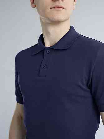 Темно-синее мужское классическое поло на пуговицах Pobedov. Футболка поло Pobedov Royal синяя Киев