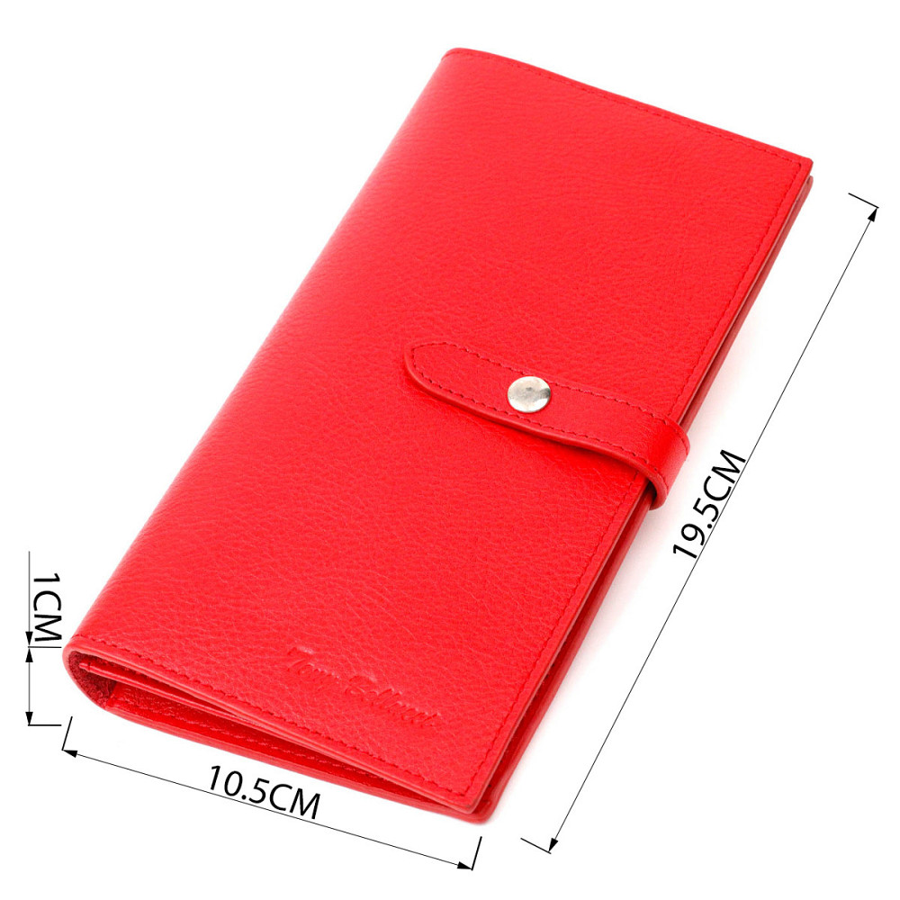 Вертикальне тонке портмоне для жінок із натуральної шкіри Червоний (Tony Bellucci) Київ - фото 7