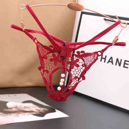 Трусики з бусинками еротичні універсальний бордовий Київ