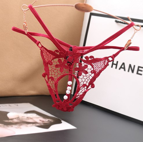 Трусики з бусинками еротичні універсальний бордовий Київ - фото 1