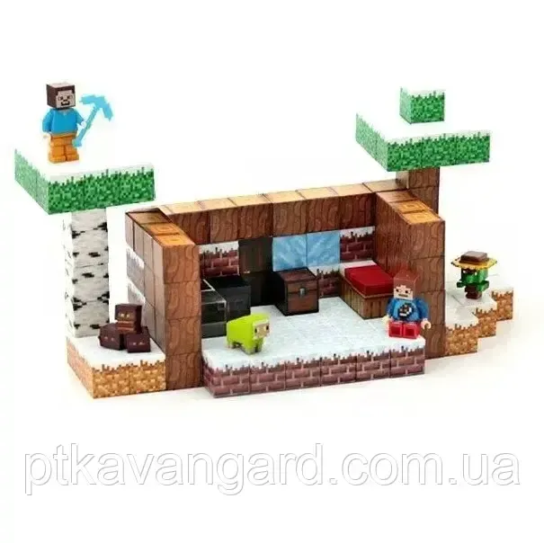 Магнитный конструктор Майнкрафт 125 магнитных блоков домик в снегу с фигурками Dream World LZCK 026 Хмельницкий - изображение 1