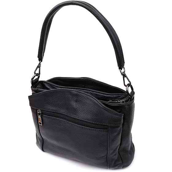 Сумка на плече з натуральної шкіри Чорний (Vintage) Київ