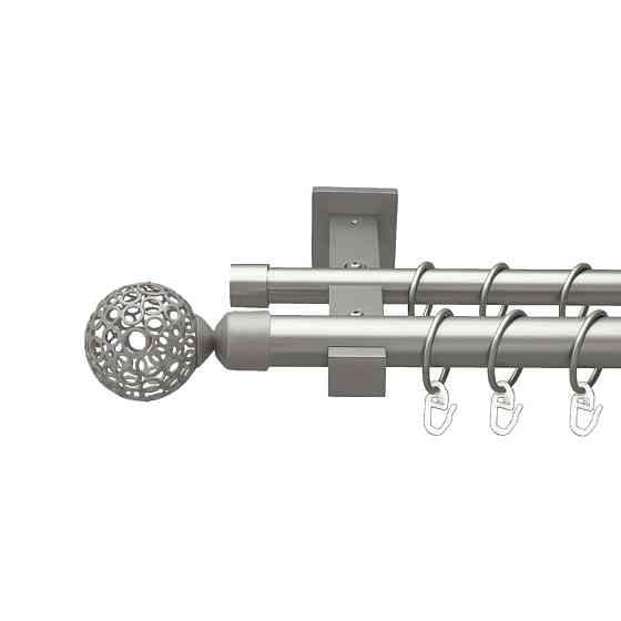 Карниз Orvit Савона металевий дворядний техно гладка труба кільце металеве Сатин 25\19 мм 240 см (00-00026427) Львів