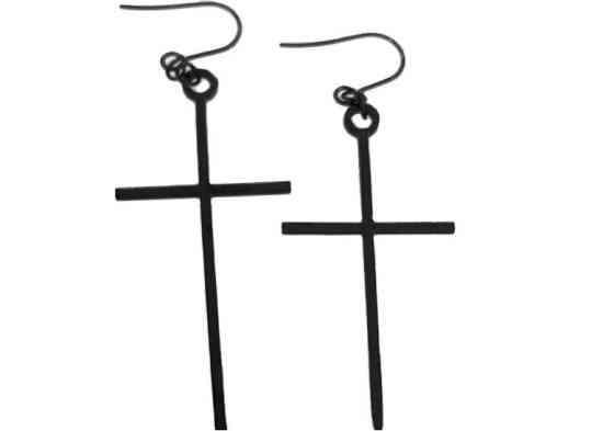 Сережки крестики женские 70 на 35 мм черный Киев