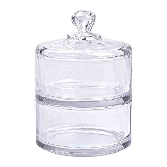 Двухъярусная стеклянная конфетница с крышкой Киев