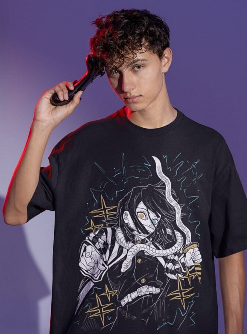 Футболка з аніме принтом Вбивця демонів оверсайз (S/M/L) Чорний AnimeJ0974 Дніпро - фото 2