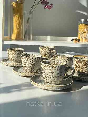 Набір кавовий 6 чашок/6 стравець Olens "Нормандія" 100 мл кераміка 102-0391 для дому та ресторану Київ