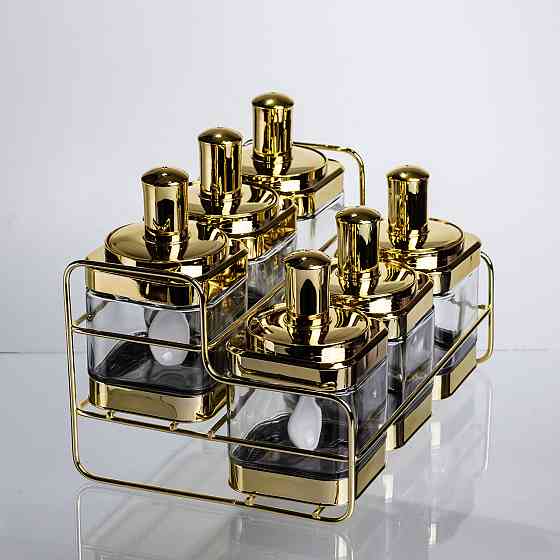 Yiwu Набір банок для сипучих продуктів із ложкою 6 шт, золото HP-1337 Коломия