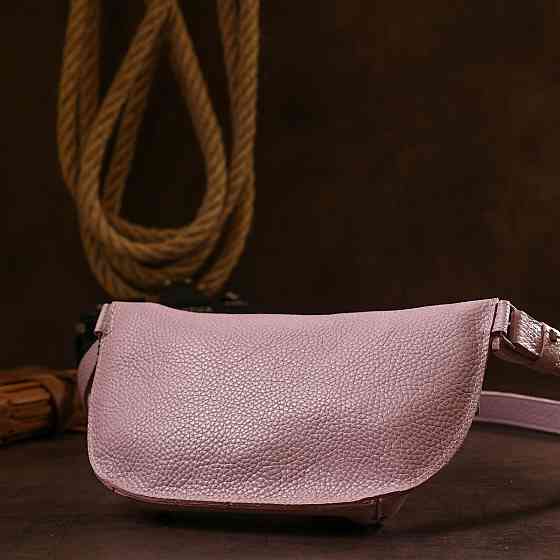 Кожаная практичная женская бананка Лиловый (SHVIGEL) Киев