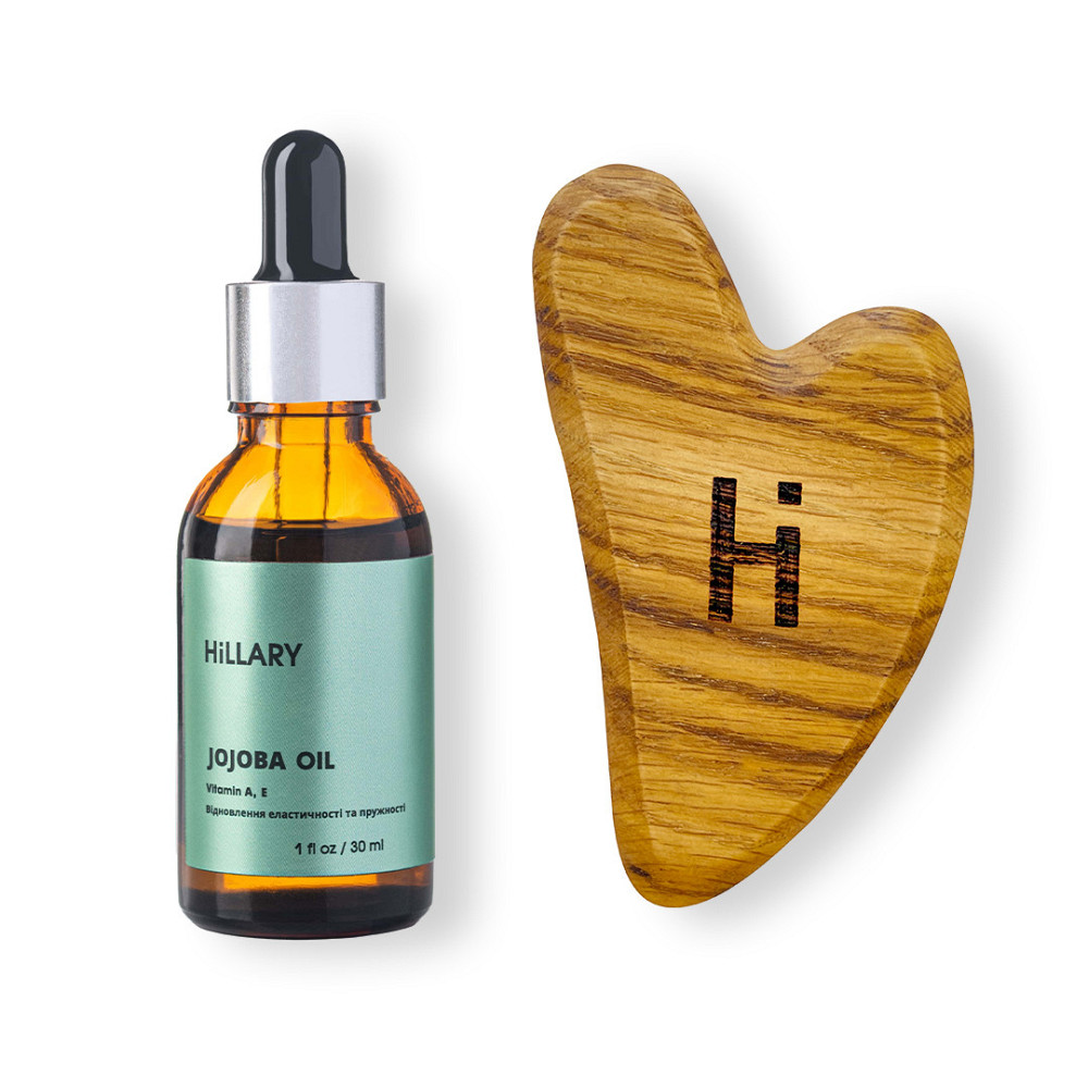 Шкребок гуаша для обличчя дерев‘яний + Органічна олія жожоба Київ - фото 1