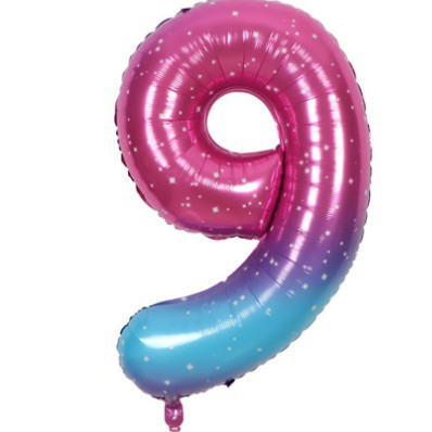 Кулька цифра 9 фольгована з принтом зірок 40 дюймів різнобарвний Київ - фото 2