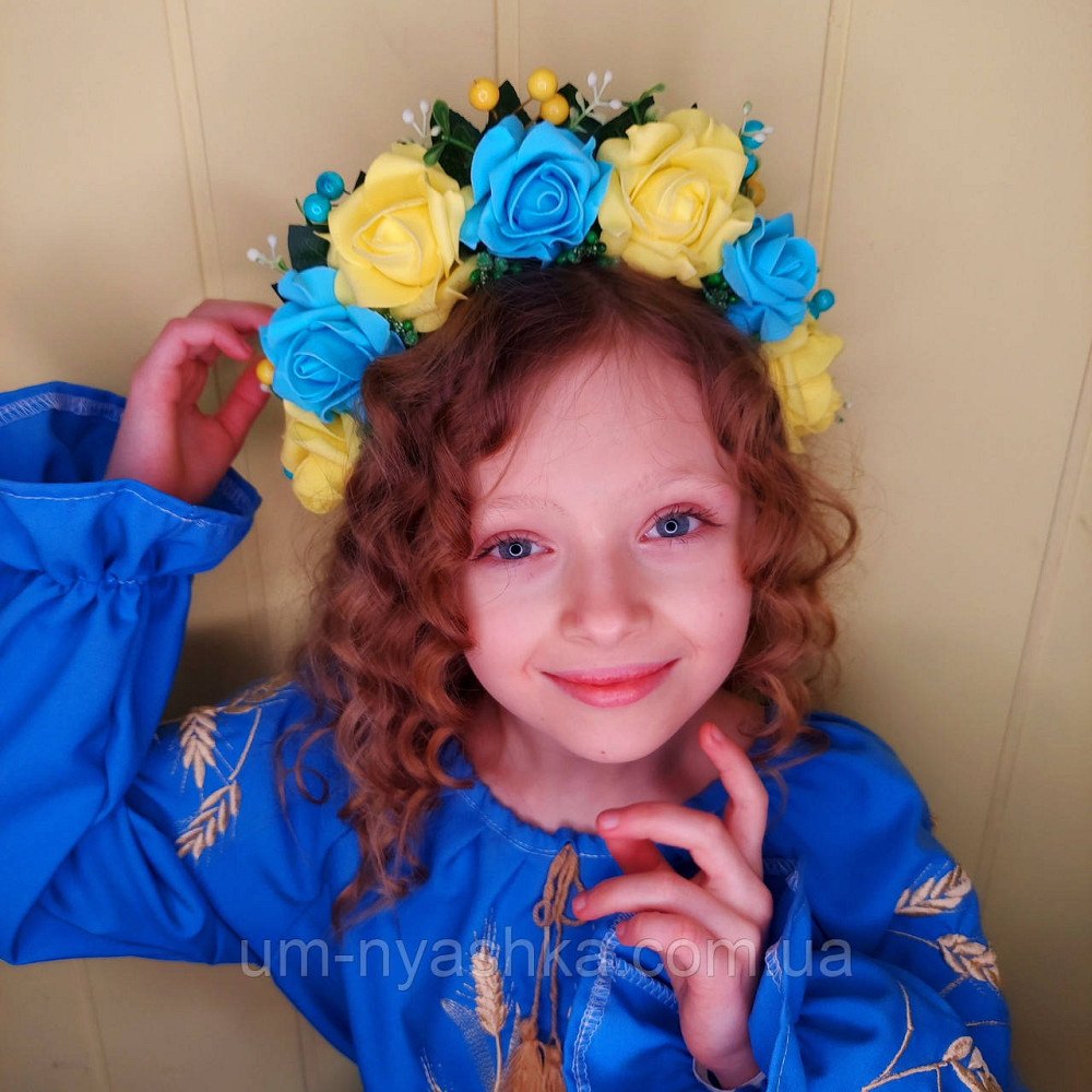 Жовто-блакитний віночок з трояндами Кривий Ріг - фото 3